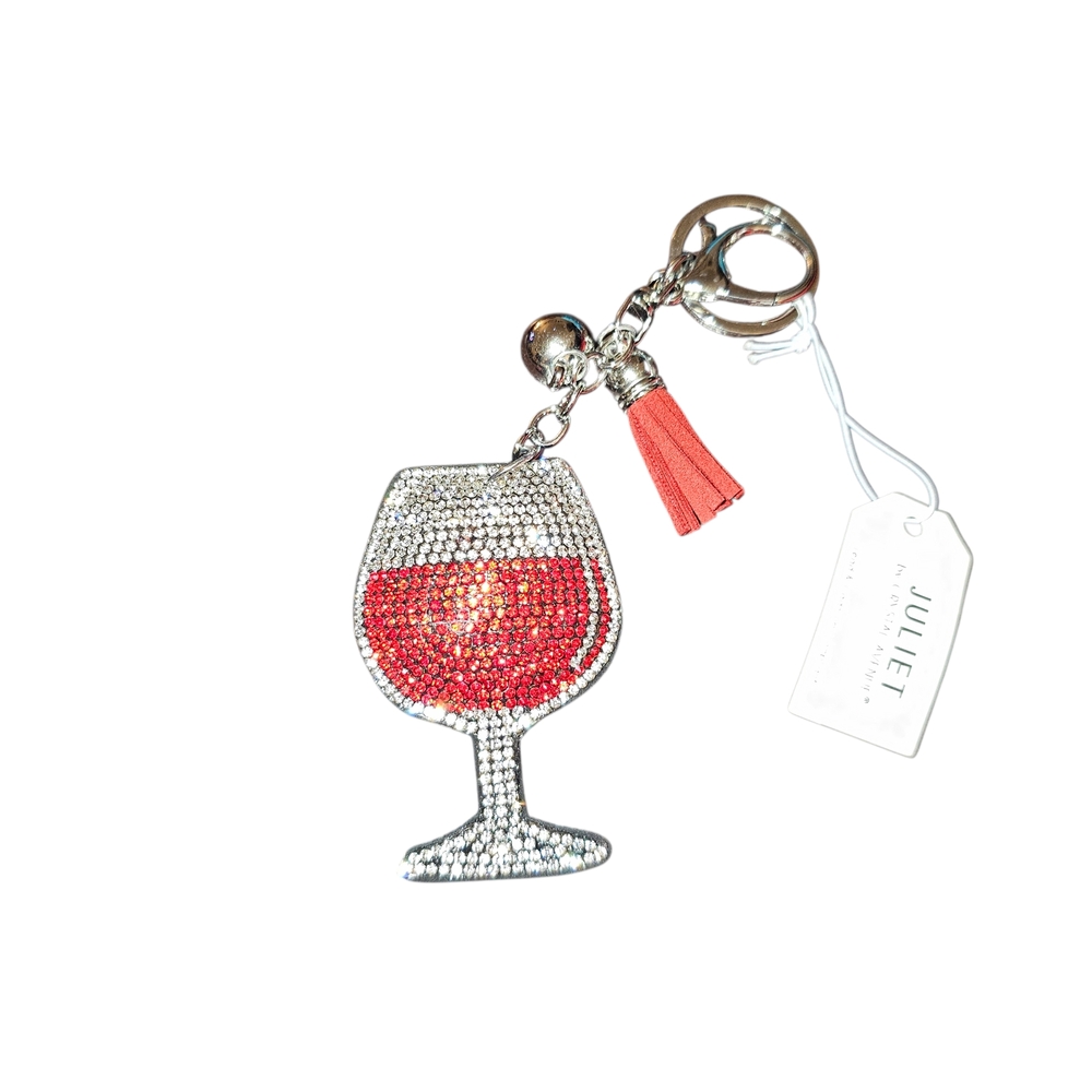 Red and Silver Wine Glass Key Holder - Picture 1 of 3